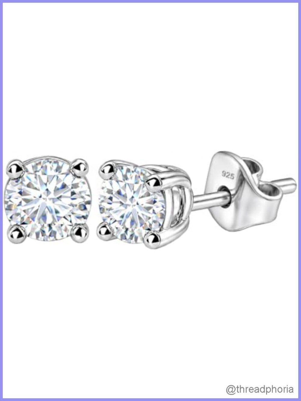 Lab Grown Diamond Stud Earrings 925 Sterling Silver Platinum Plated
